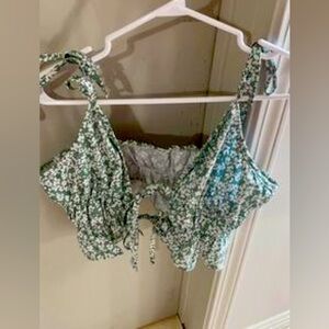 Green tie crop top